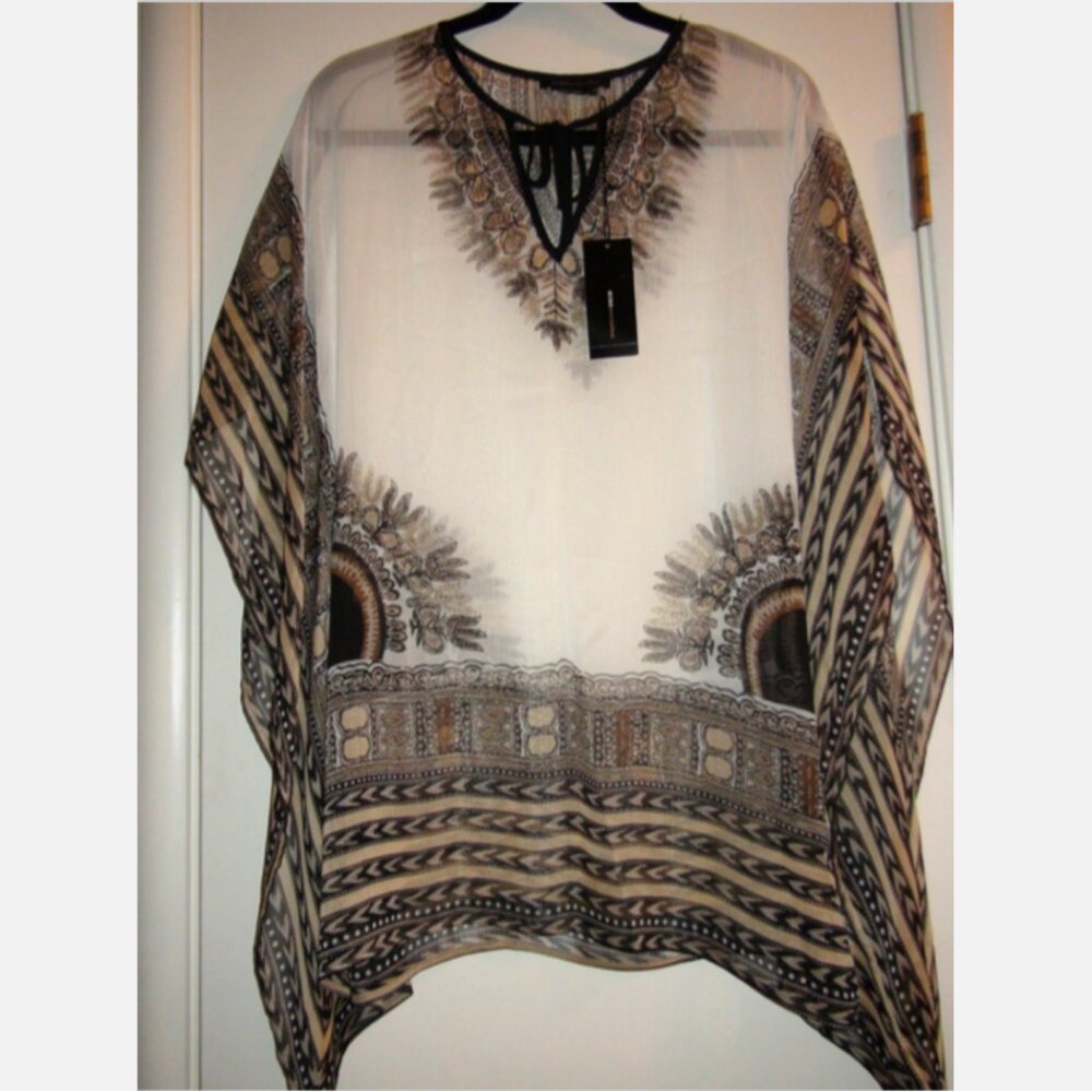NWOT BCBGMaxAzria Boho Kaftan Poncho Top Swim Cover Up